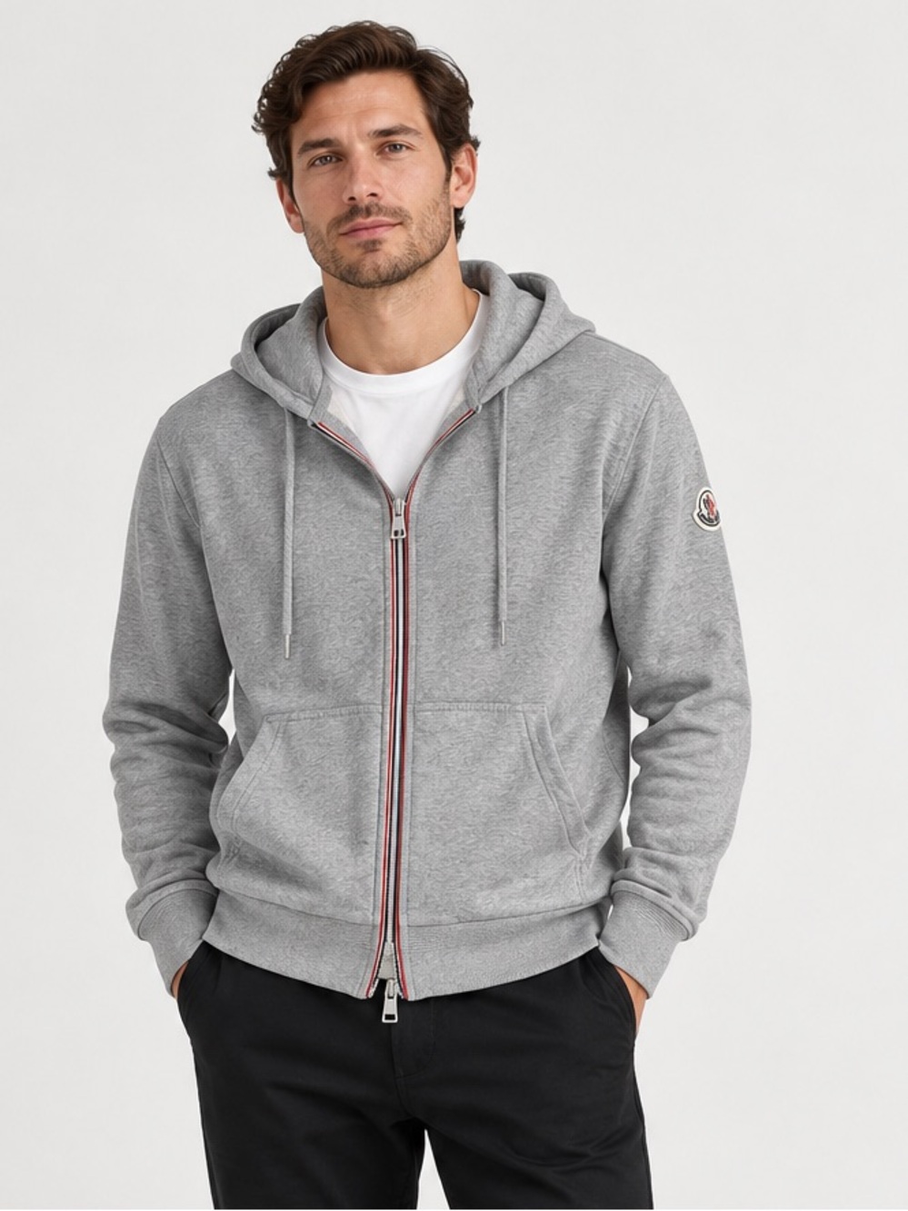 MONCLER Arm Logo Basic Zip Up Hoodie 910 Size Small